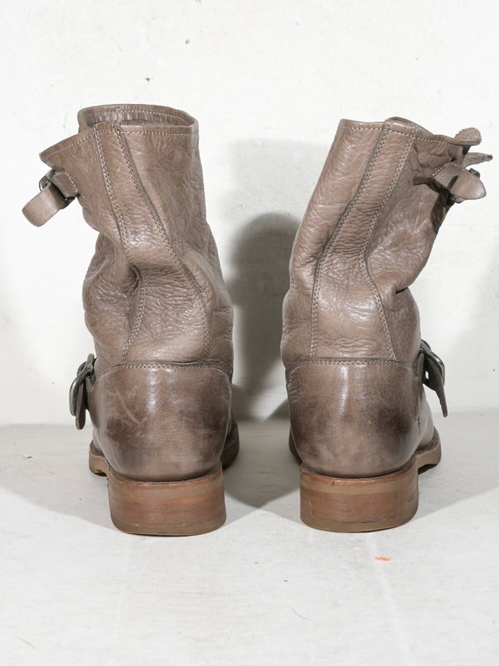 Frye Veronica Short Boot Gray Leather Engineer Moto Biker Women's Size 11 B - Picture 4 of 7